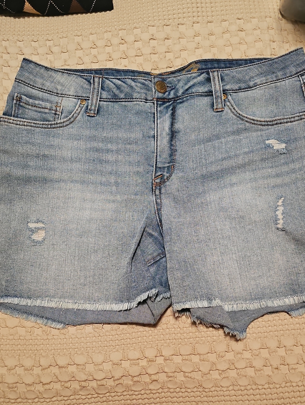 Seven7 Light Blue Distressed Denim Shorts Size 12
